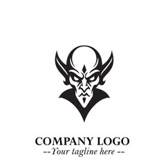 Head of Dracula Logo Symbol in Black on the White Background with Horror Minimal Vector Design