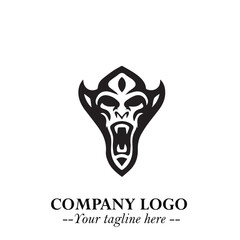 Head of Dracula Logo Symbol in Black on the White Background with Horror Minimal Vector Design