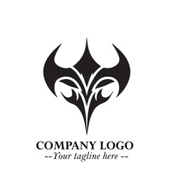 Head of Dracula Logo Symbol in Black on the White Background with Horror Minimal Vector Design