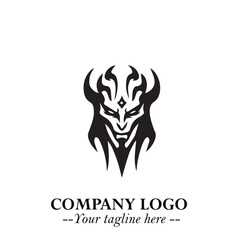 Head of Dracula Logo Symbol in Black on the White Background with Horror Minimal Vector Design