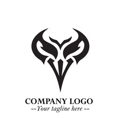 Head of Dracula Logo Symbol in Black on the White Background with Horror Minimal Vector Design