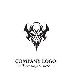 Head of Dracula Logo Symbol in Black on the White Background with Horror Minimal Vector Design