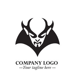 Head of Dracula Logo Symbol in Black on the White Background with Horror Minimal Vector Design