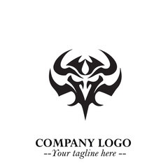 Head of Dracula Logo Symbol in Black on the White Background with Horror Minimal Vector Design