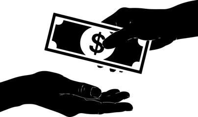 Payment with money silhouette vector illustration