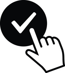Checkmark Icon Gesture Cursor Select Approved Choice Symbol Pointer Confirm Positive Sign Navigation UI Interface