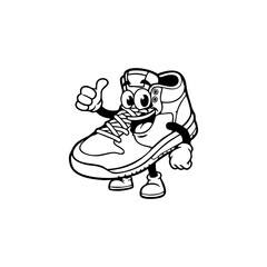 Obraz premium Happy sneaker mascot giving thumbs up 