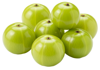 Group of fresh Amalaki fruits isolated on a solid white background