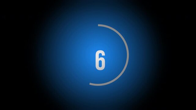4K Countdown eleven seconds animation from 11 to 0 seconds. Modern flat design with animation in black and blue background
