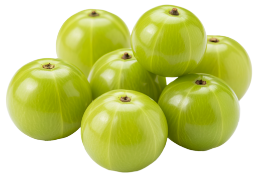 Group of fresh Amalaki fruits isolated on a solid white background