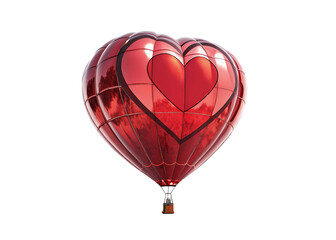 Obraz premium Soaring Heart: A vibrant, heart-shaped hot air balloon rises gracefully against the bright sky, a symbol of love, freedom, and the promise of new adventures.