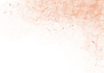 abstract soft peach pink watercolor wash texture transparent background with dust sprinkles 