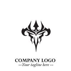 Head of Dracula Logo Symbol in Black on the White Background with Horror Minimal Vector Design