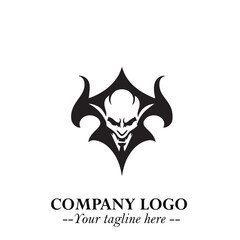 Head of Dracula Logo Symbol in Black on the White Background with Horror Minimal Vector Design
