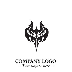 Head of Dracula Logo Symbol in Black on the White Background with Horror Minimal Vector Design