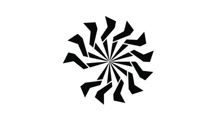 Obraz premium Abstract black geometric pattern radiating from center on white background