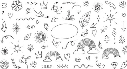 Set of hand-drawn doodle elements vector sketch illustration for decoration background