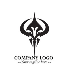 Head of Dracula Logo Symbol in Black on the White Background with Horror Minimal Vector Design