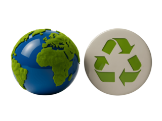 Earth globe and recycle symbol