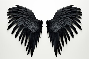 Obraz premium Wings black bird white background.