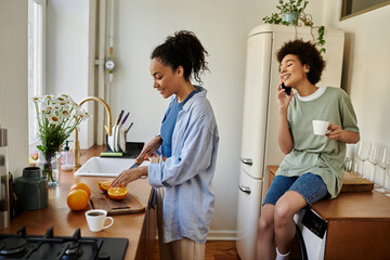 Happy couple enjoying quality time in their modern apartment kitchen