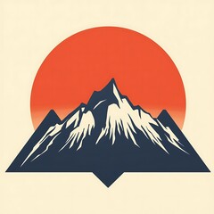 Vector illustration of Mount Fuji's snow peak with cherry blossoms in a Japanese landscape design