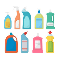 Collection of Household Cleaning Product Bottles