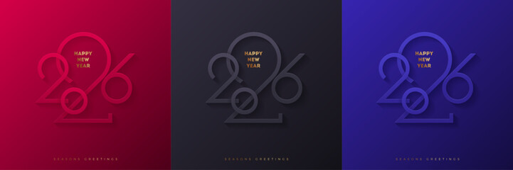 Set of 2026 New Year greeting design. Holiday greeting card.  Holiday design for flyer, greeting card, invitation, calendar, etc. Vector illustration.