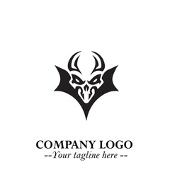 Head of Dracula Logo Symbol in Black on the White Background with Horror Minimal Vector Design