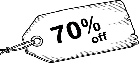 Save big with this 70% off sale tag illustration, perfect for promotions and discounts
