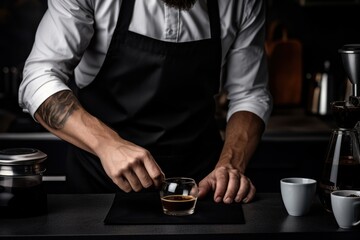 Barista preparing beverage coffee barista adult.