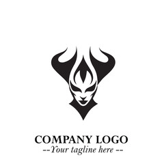 Head of Dracula Logo Symbol in Black on the White Background with Horror Minimal Vector Design