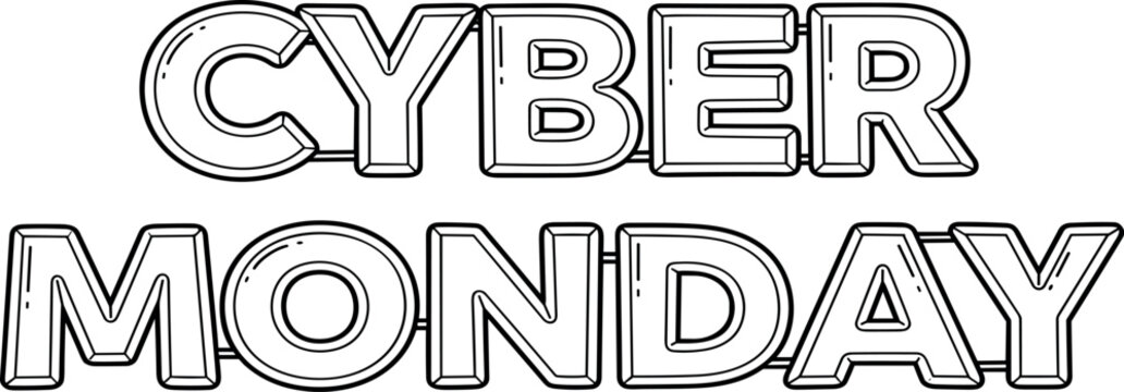 Black and white Cyber Monday text design. Vector typography for online shopping promotions, retail sales events, and digital discount banners - Powered by Adobe