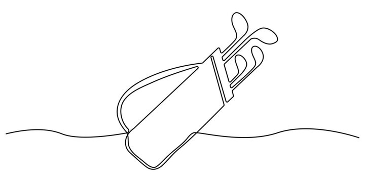 Golf bag continuous one line drawing. Single line art illustration of golf equipment. Editable vector, Golf bag continuous line. Continuous one line drawing golf bag. Golf, bag  concept. Single line