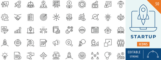 Startup icon collection set. Editable stroke.