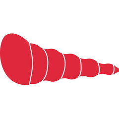 Abstract graphic representation of a red spiral or a shell shape with white outlines on a transparent background creating a dynamic visual effect with clean modern design