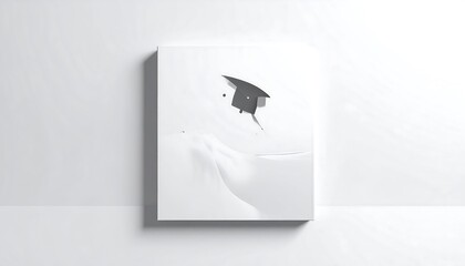 Minimalist Graduation Cap on White Book Cover - A Symbol of Achievement.