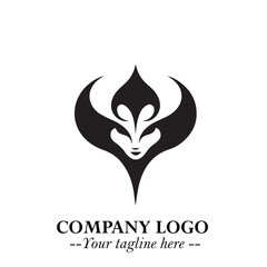 Head of Dracula Logo Symbol in Black on the White Background with Horror Minimal Vector Design