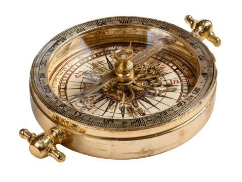 Brass Navigation Compass  isolated white background