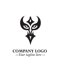 Head of Dracula Logo Symbol in Black on the White Background with Horror Minimal Vector Design