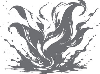Fluid Abstract Ink Splash and Wave Drawing