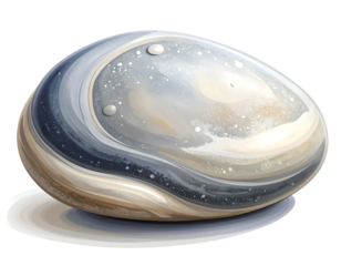 Smooth Pebble with Gradient Tones on Beach Surface