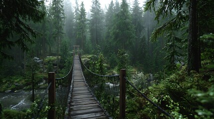 suspension bridge in the forest