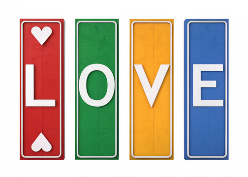 Love is All Around: a colorful display of the word LOVE, with a heart accent, offering a cheerful reminder of affection.