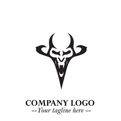 Head of Dracula Logo Symbol in Black on the White Background with Horror Minimal Vector Design