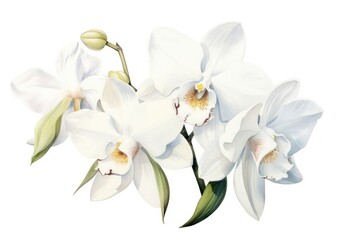 Fototapeta premium White orchid flower nature plant white background.