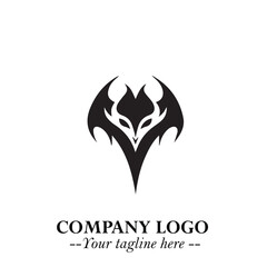 Head of Dracula Logo Symbol in Black on the White Background with Horror Minimal Vector Design