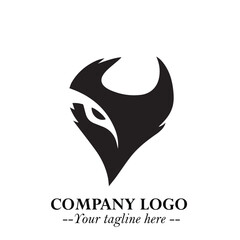 Head of Dracula Logo Symbol in Black on the White Background with Horror Minimal Vector Design