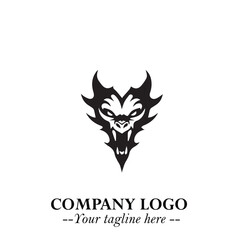 Head of Dracula Logo Symbol in Black on the White Background with Horror Minimal Vector Design