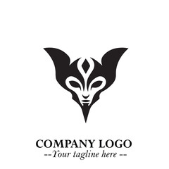 Head of Dracula Logo Symbol in Black on the White Background with Horror Minimal Vector Design